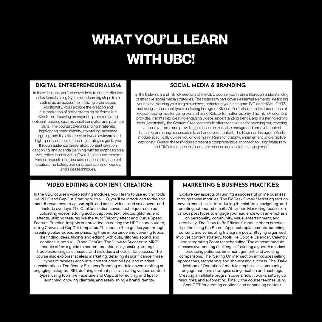 Ultimate Branding Course UBC digital product with 29+ video modules and lifetime access