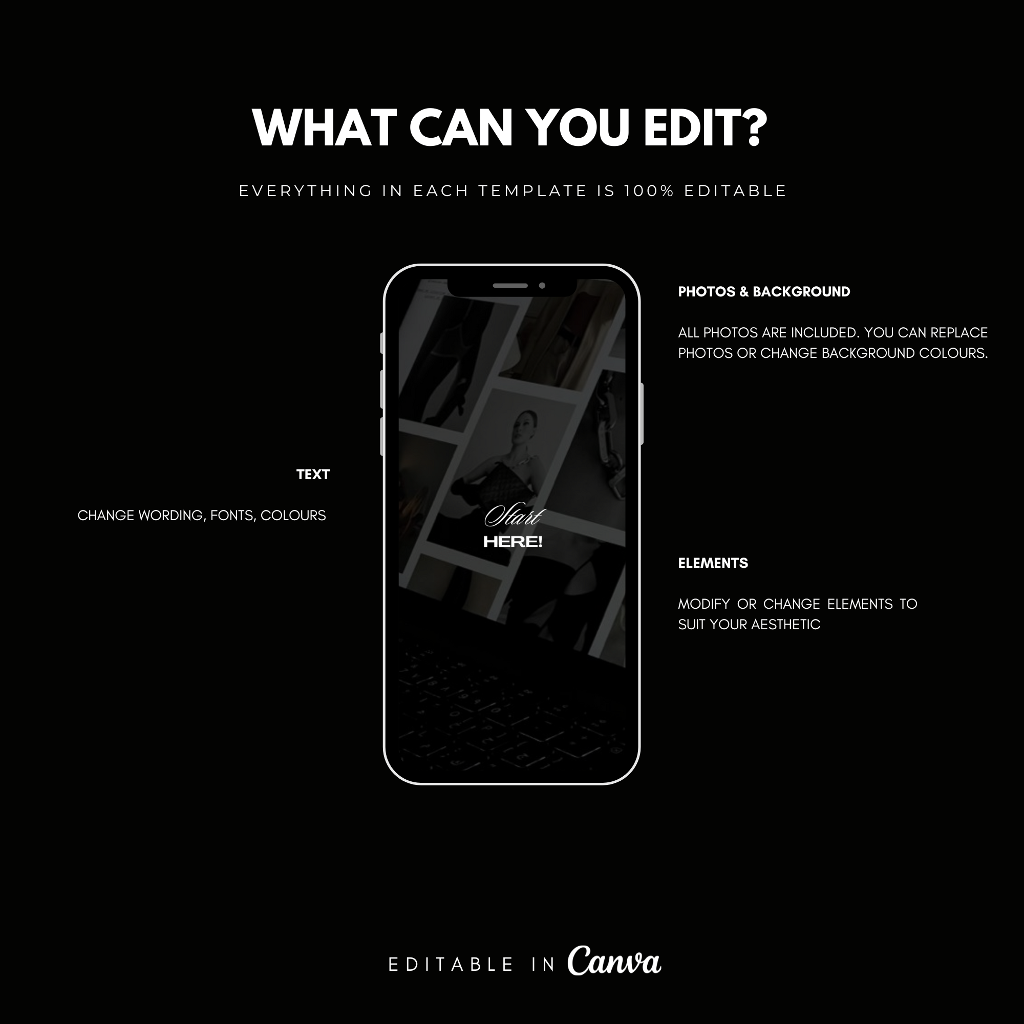 50 Dark & Modern Instagram Templates - Elevate Her Agency