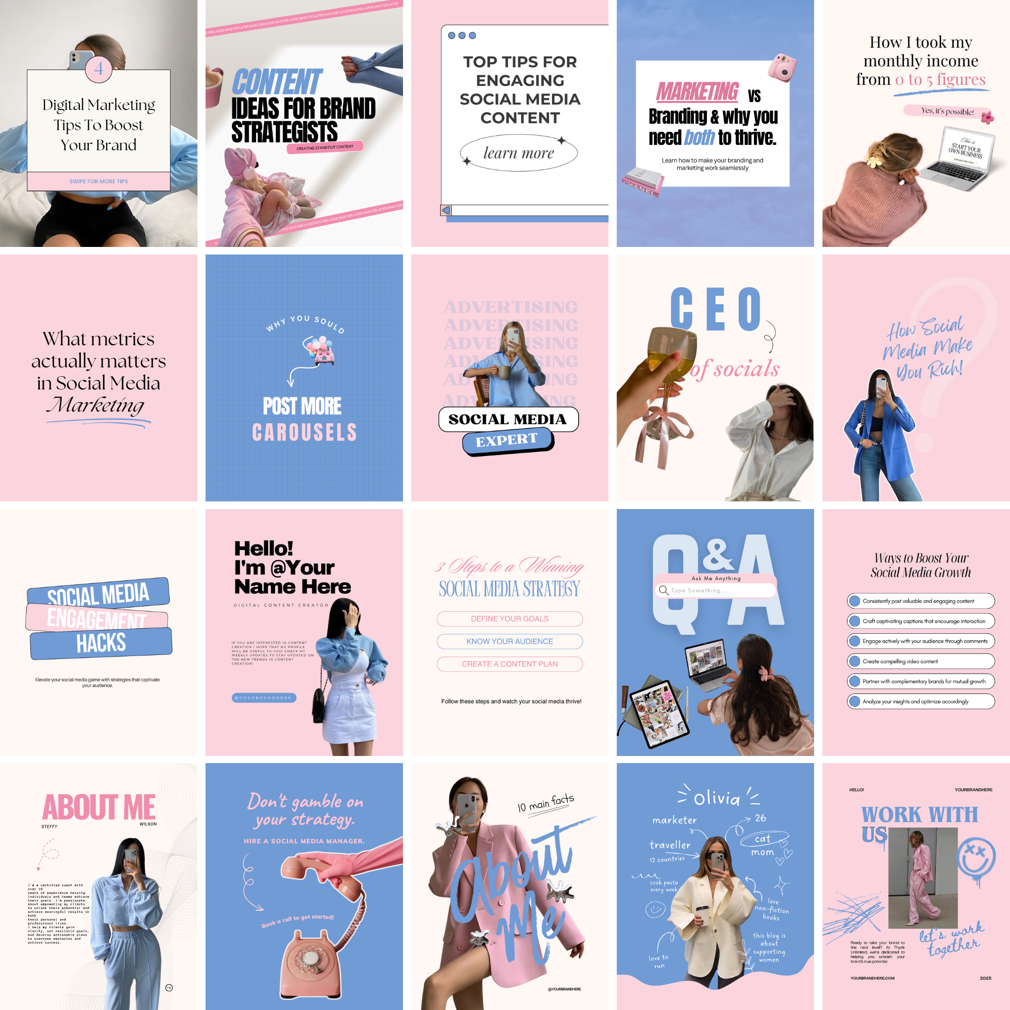 50 Social Media Manager Instagram Canva Templates