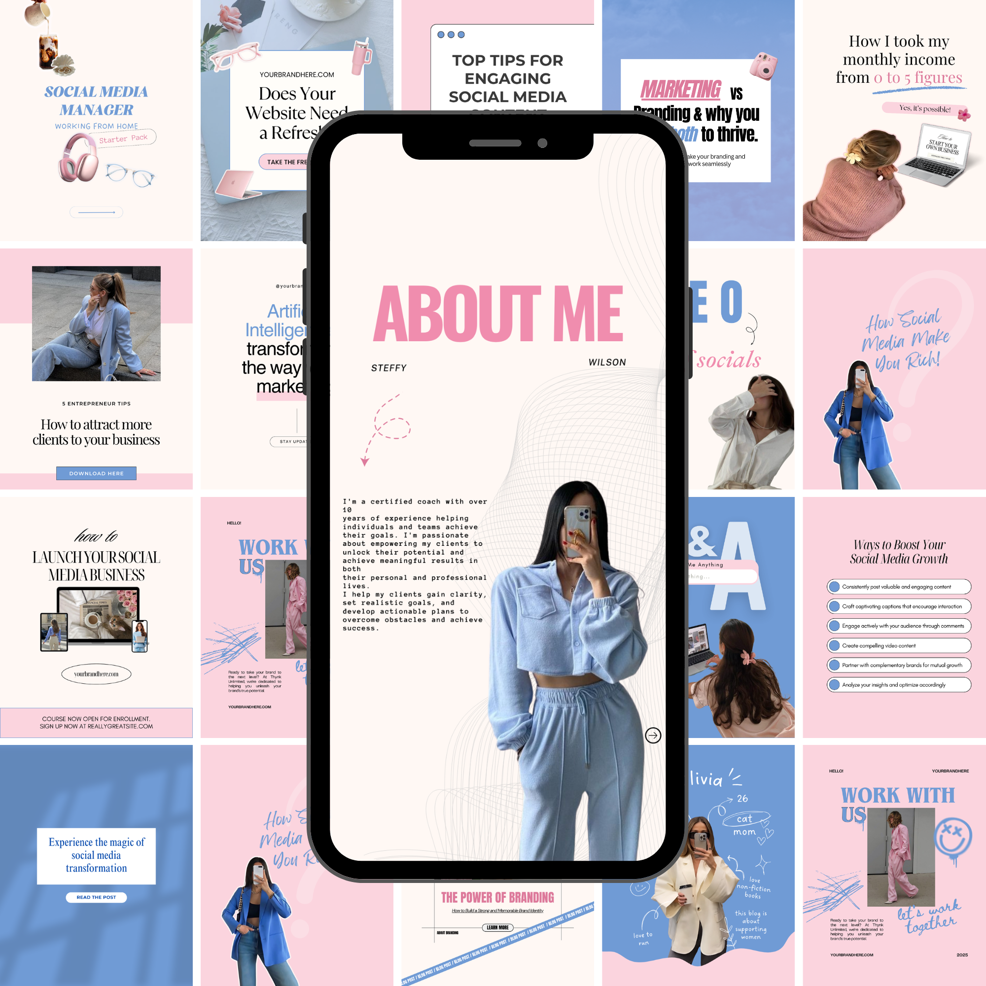 50 Social Media Manager Instagram Canva Templates